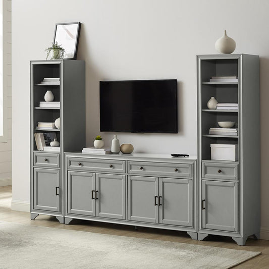 Tara 3Pc Entertainment Set Distressed Gray - Sideboard & 2 Bookcases