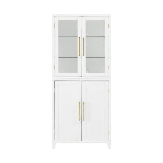 Roarke Pantry Storage Cabinet With Glass Door Hutch