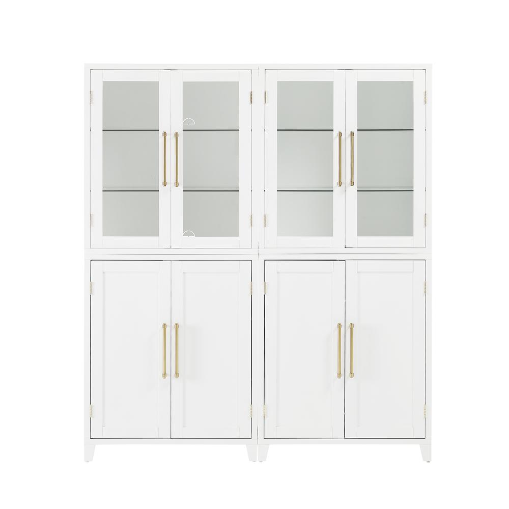 Roarke 2Pc Pantry Storage Cabinet W/Glass Door Hutch Set