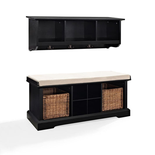 Brennan 2Pc Entryway Set Black/Tan - Bench, Shelf