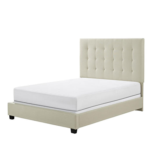 Reston Upholstered Queen Bed Creme - Headboard, Footboard, Rails