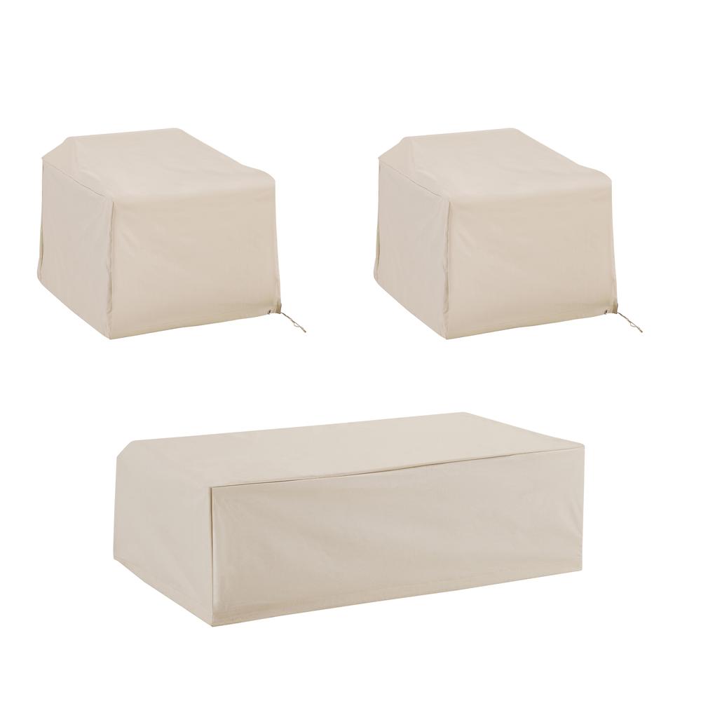 3Pc Furniture Cover Set Tan - 2 Chairs & Coffee Table