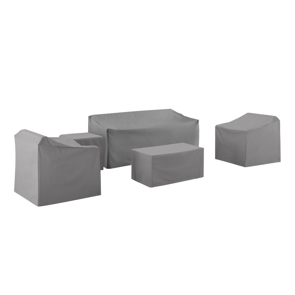 5Pc Furniture Cover Set Gray - Sofa, Two Armchairs, End Table, & Rectangle Table