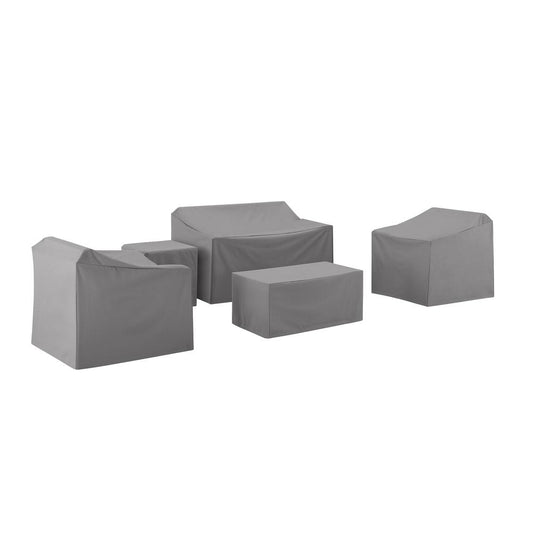 5Pc Furniture Cover Set Gray - Loveseat, Two Armchairs, End Table, & Rectangle Table