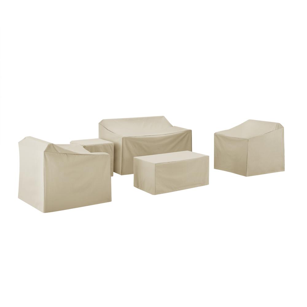 5Pc Furniture Cover Set Tan - Loveseat, Two Armchairs, End Table, & Rectangle Table