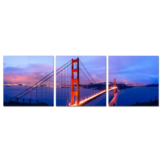 SeniA Wall Mounted Triptych Photography Prints, Golden Gate Bridge, Set of Three