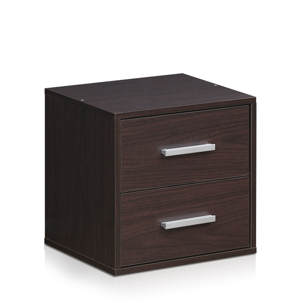 Indo  Petite Stackable 2-Drawers Storage Cube, Espresso