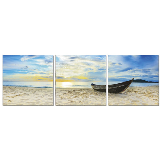 SENIC Fishing at Sunset 3-Panel Canvas on Wood Frame, 60 x 20-in