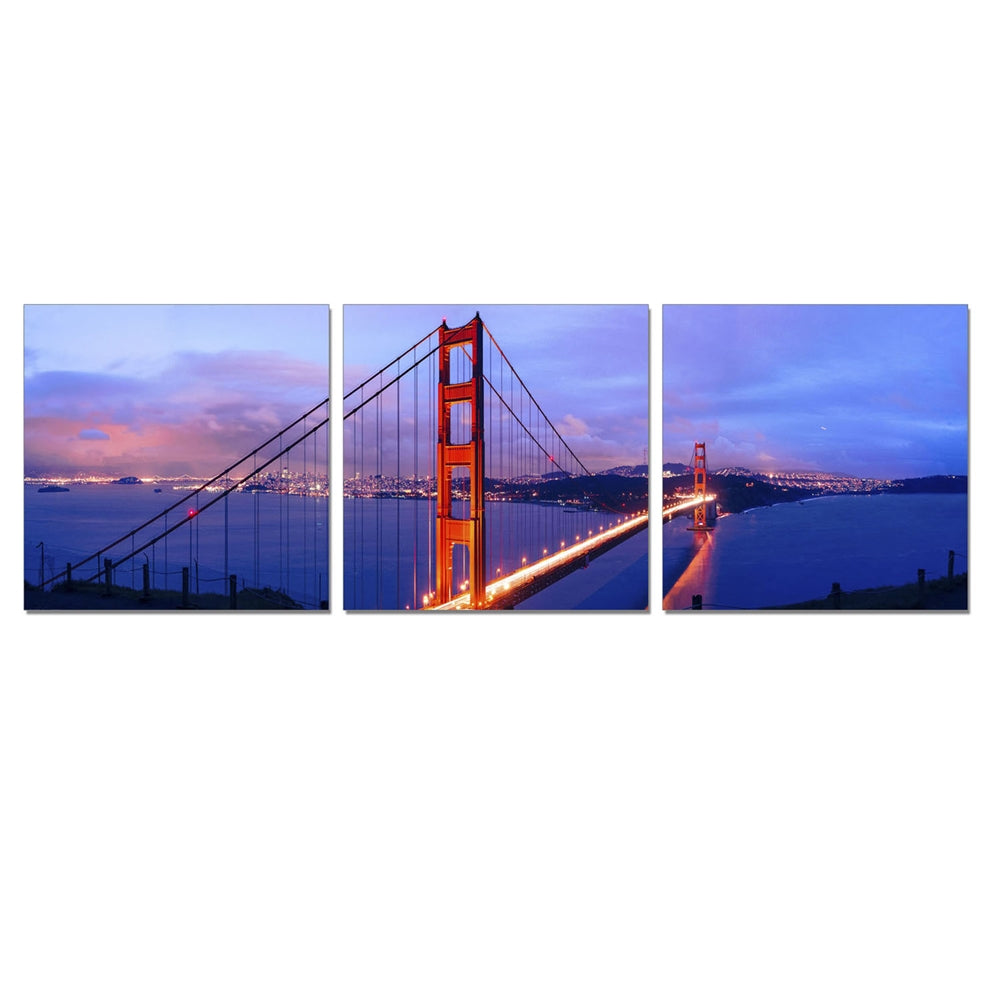 SENIK Golden Gate 3-Panel MDF Framed Photography Triptych Print, 72 x 24-in