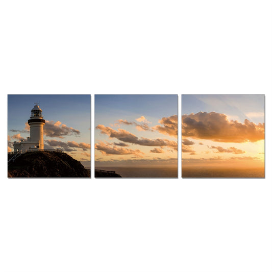 SENIK Light House 3-Panel MDF Framed Photography Triptych Print, 72 x 24-in