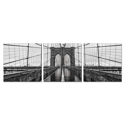 SENIK Brooklyn Bridge 3-Panel MDF Framed Photography Triptych Print, 72 x 24-in