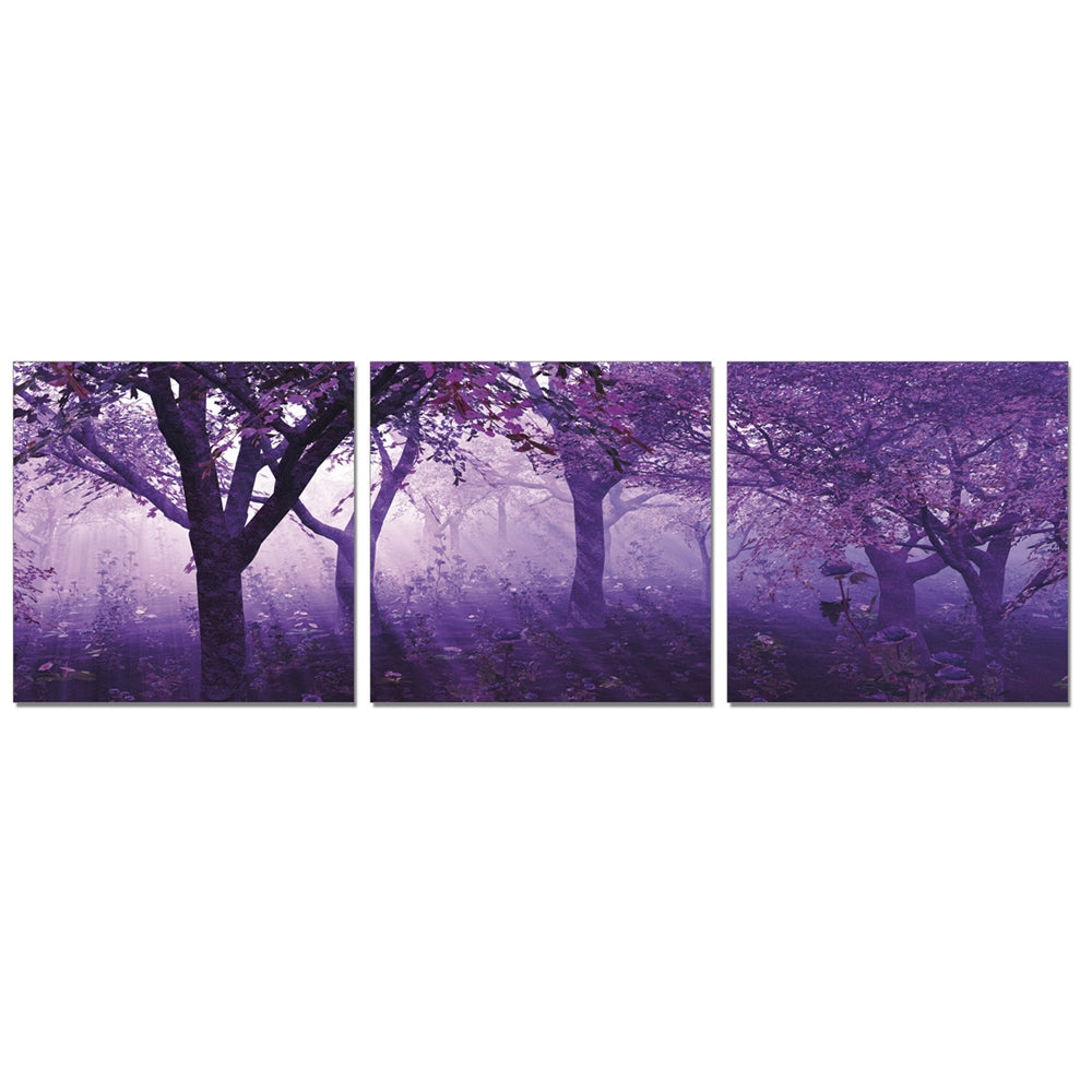 SENIK Purple Trees 3-Panel MDF Framed Photography Triptych Print, 72 x 24-in