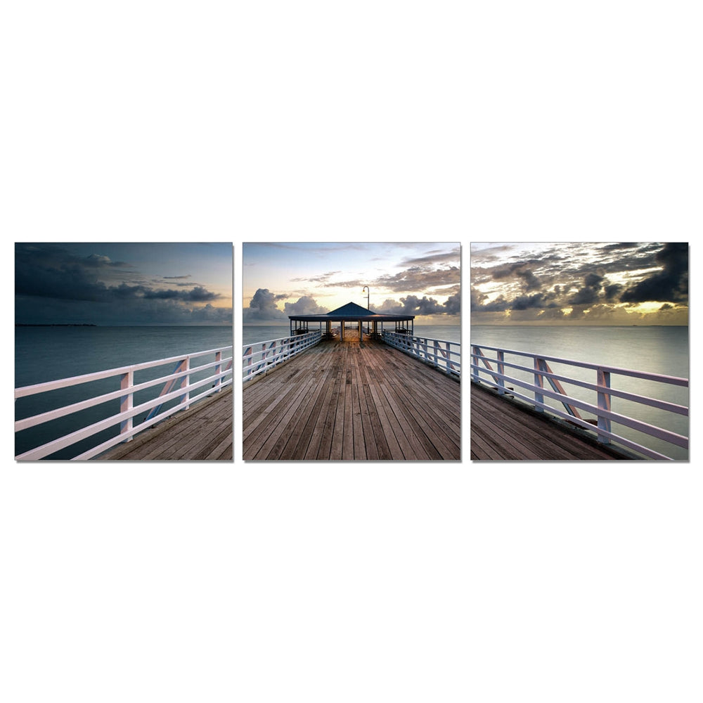 SENIK Brisbane Pier 3-Panel MDF Framed Photography Triptych Print, 72 x 24-in