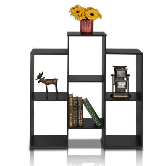 Parsons Staggered Cube Bookcase with 6-Shelves, Black