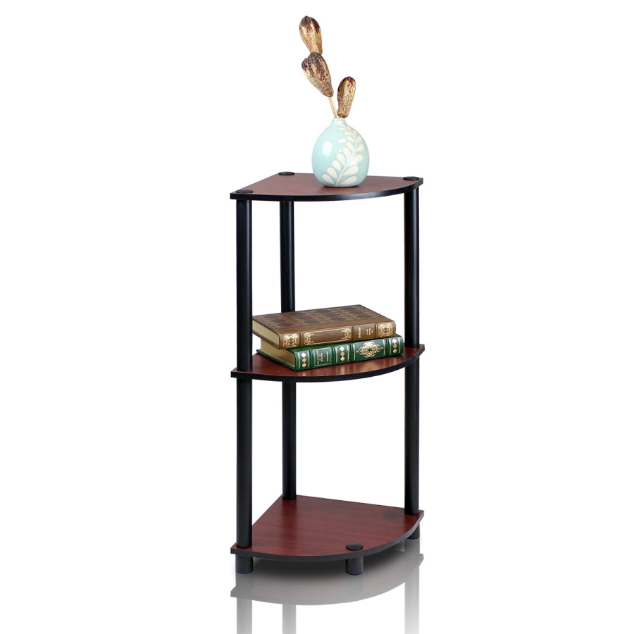 Turn-N-Tube 3-Tier Corner Display Rack Multipurpose Shelving Unit, Dark Cherry/Black