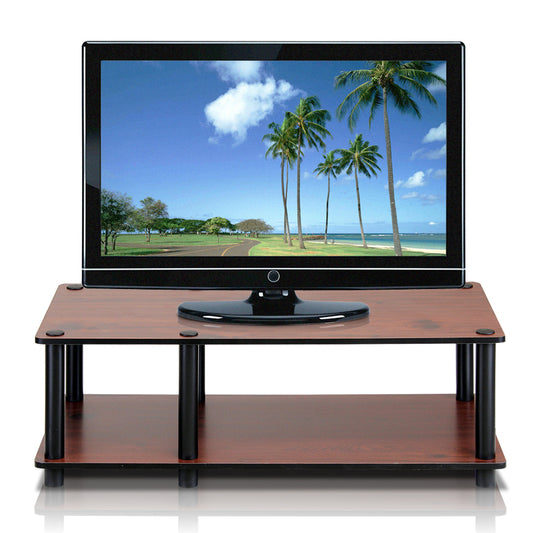 Just No Tools Mid TV Stand, Dark Cherry w/Black Tube