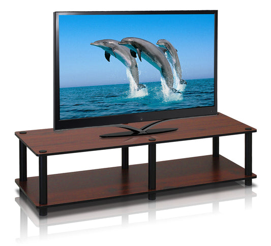 Just No Tools Wide TV Stand, Dark Cherry w/Black Tube