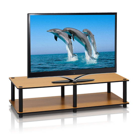 Just No Tools Wide TV Stand, Light Cherry w/Black Tube