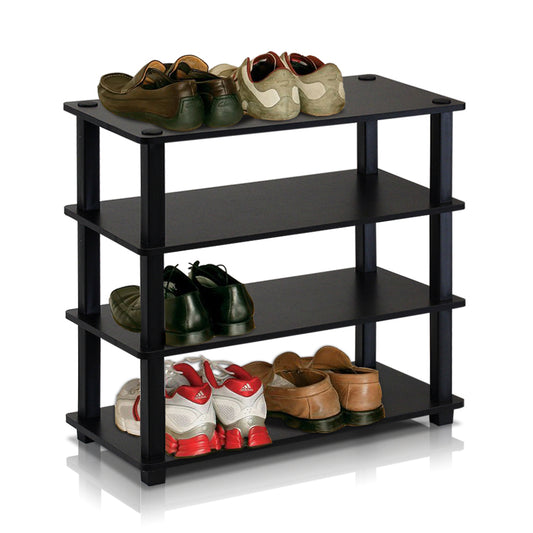 Turn-S-Tube 4-Tier Shoe Rack, Espresso/Black