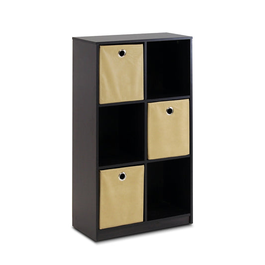 Econ Storage Organizer Bookcase with Bins, Espresso/Light Brown