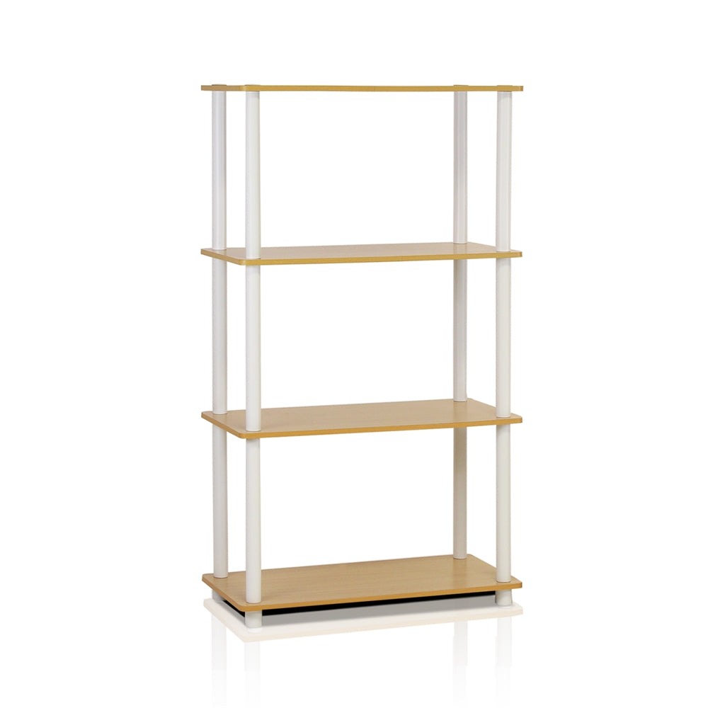 Turn-N-Tube 4-Tier Multipurpose Shelf Display Rack, Beech/White,