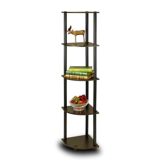 Turn-N-Tube 5 Tier Corner Display Rack Multipurpose Shelving Unit, Espresso/Black