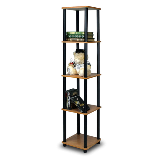 Turn-N-Tube 5-Tier Corner Square Rack Display Shelf, Light Cherry/Black