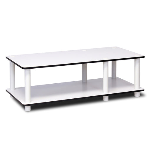 Just No Tools Mid TV Stand, White Finish w/White Tube