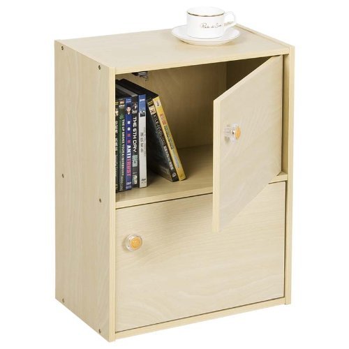 Pasir 2 Tier Bookcase w/2 Door/Round Handle, Steam Beech