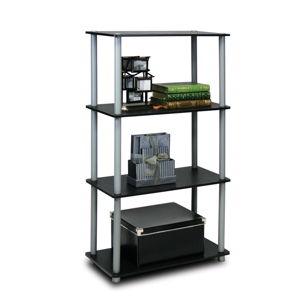 Turn-N-Tube 4-Tier Multipurpose Shelf Display Rack, Black/Grey