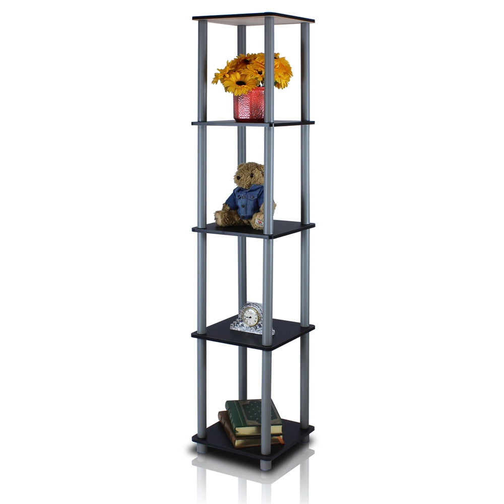 Turn-N-Tube 5-Tier Corner Square Rack Display Shelf, Black/Grey