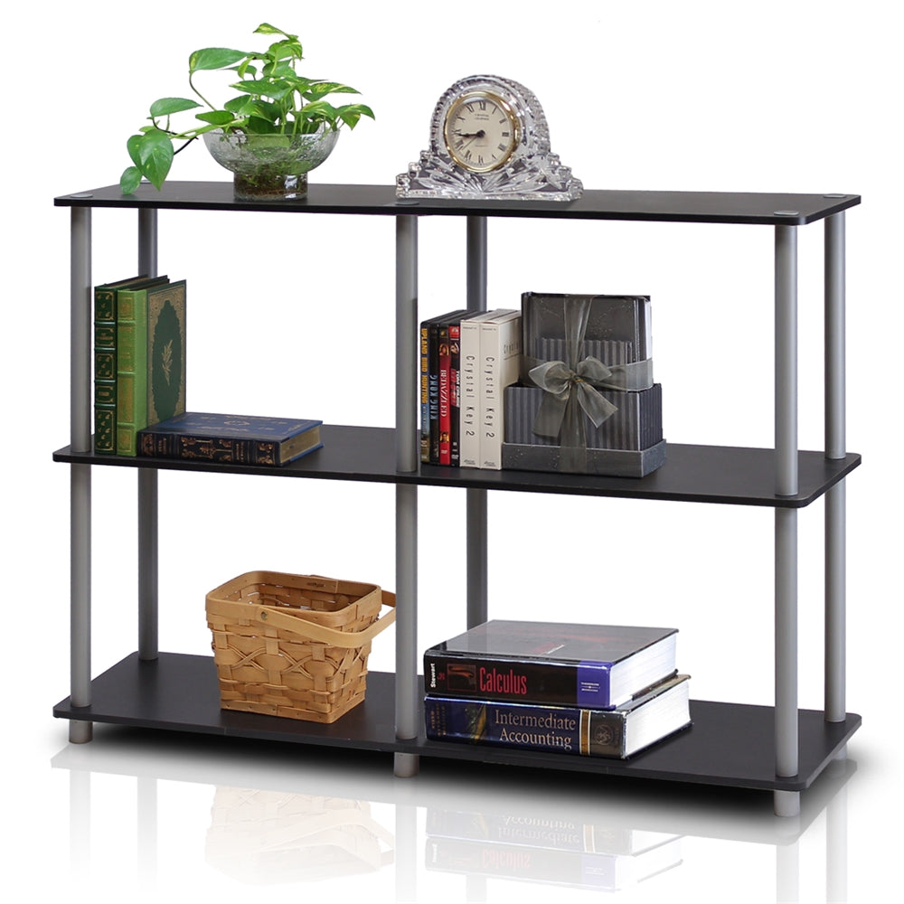 Turn-N-Tube 3-Tier Double Size Storage Display Rack, Black/Grey