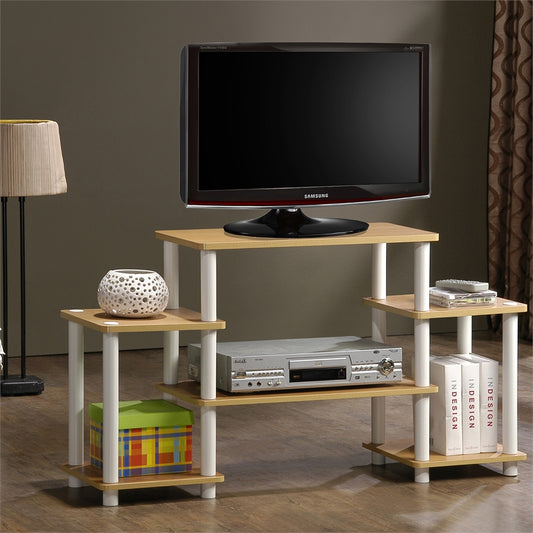 Turn-N-Tube No Tools Entertainment Center, Beech/White