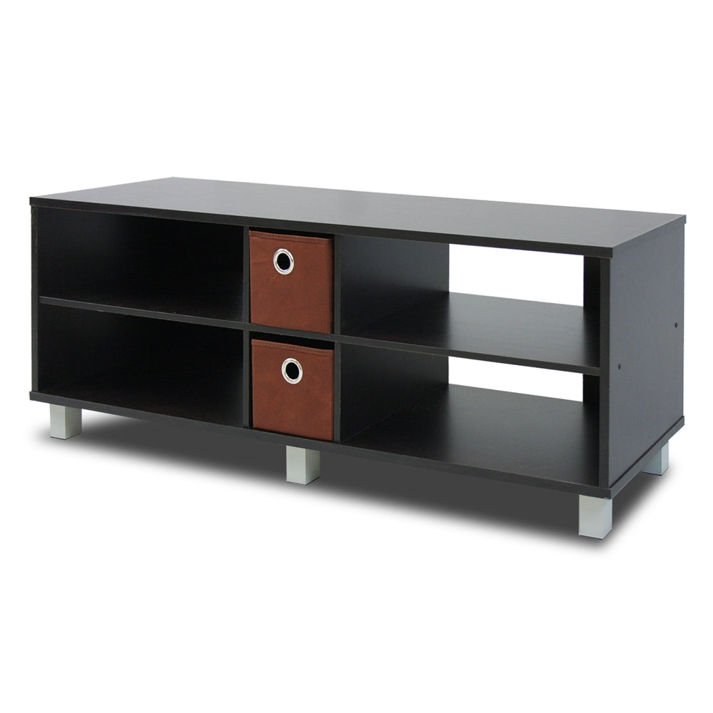 TV Entertainment Center with 2 Bin Drawers, Espresso/Brown