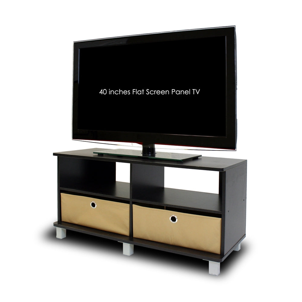 Entertainment Center w/2 Bin Drawers, Espresso/Brown