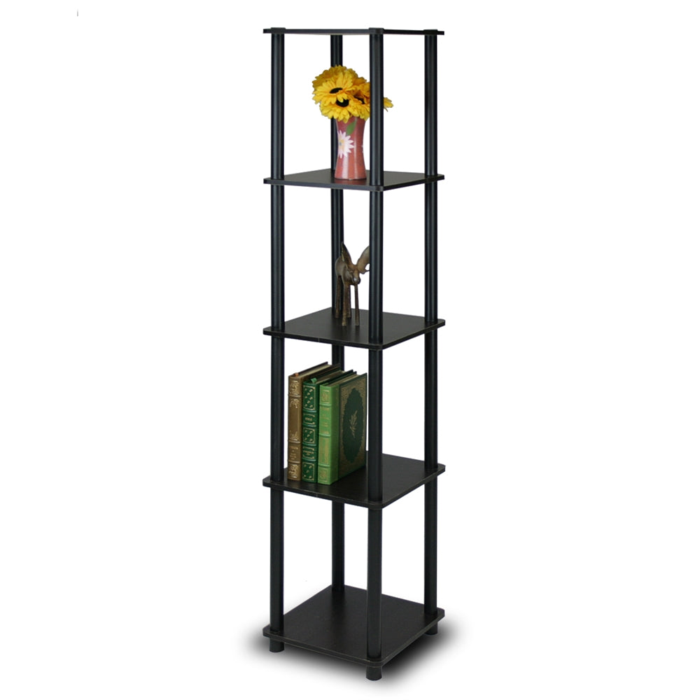 Turn-N-Tube 5-Tier Corner Square Rack Display Shelf, Espresso/Black