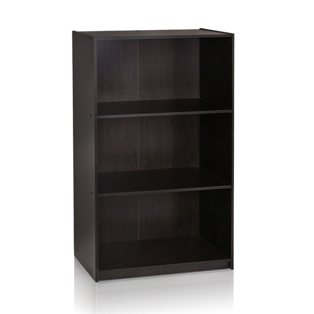 Basic 3-Tier Bookcase Storage Shelves, Espresso