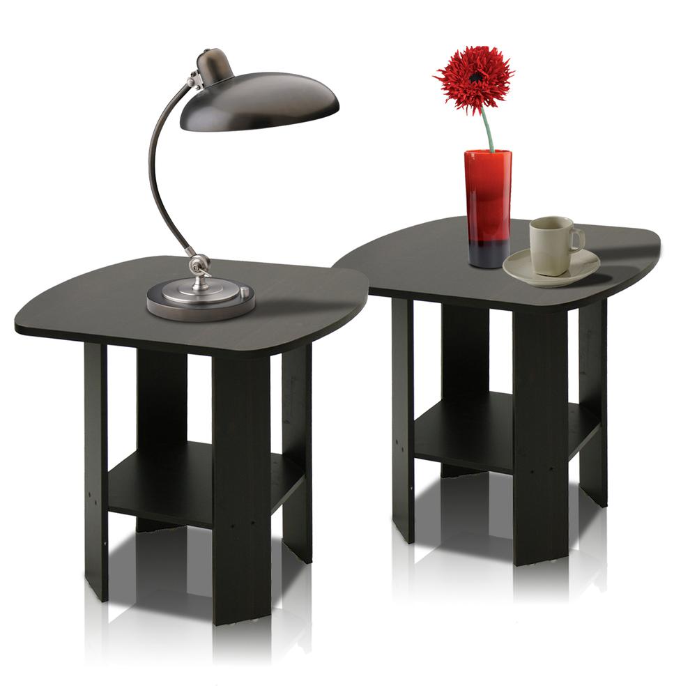 Furinno 2-11180EX Simple Design End Table Set of Two, Espresso