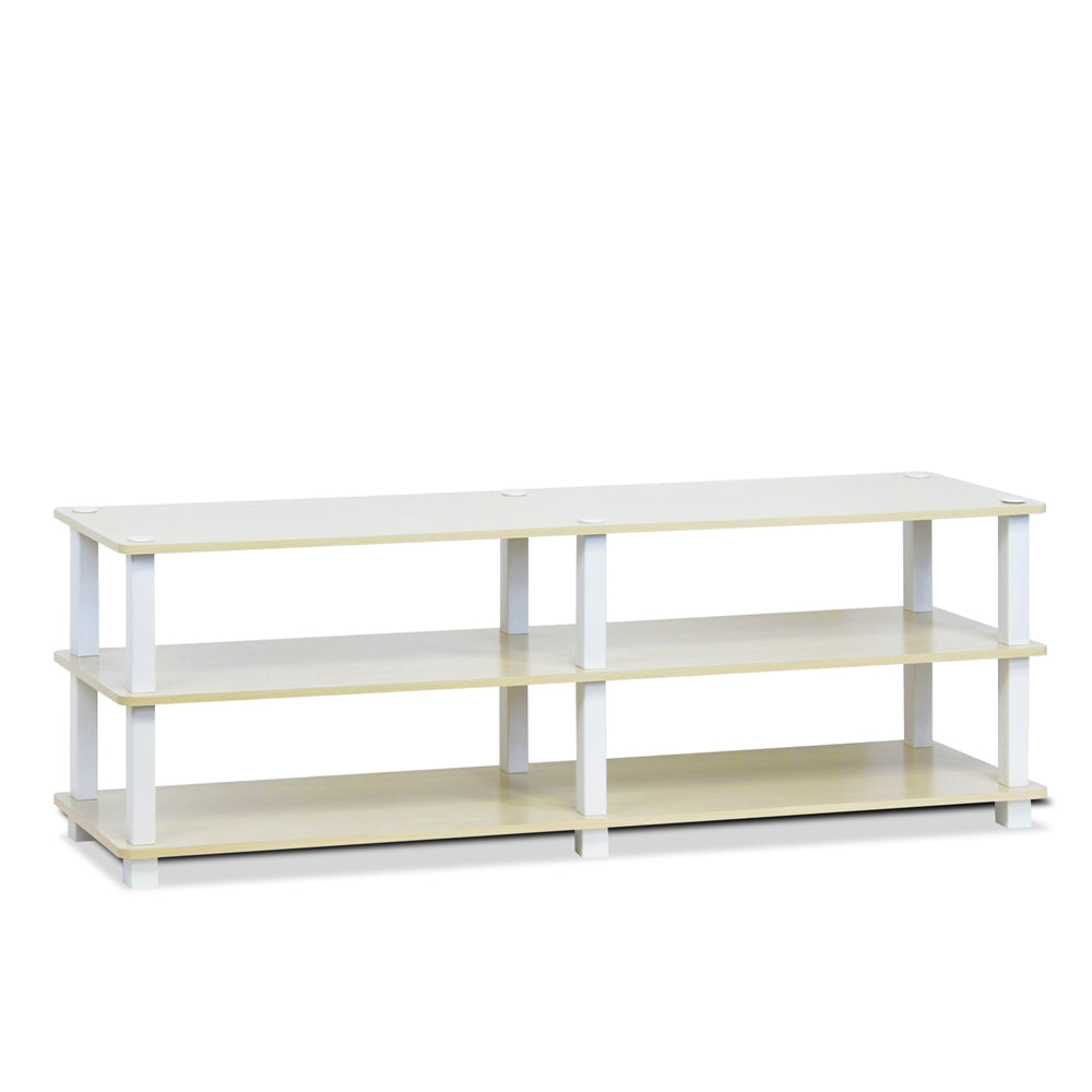 TST No Tools 3-Tier Wide Shoe Storage Rack, Steam Beech/White