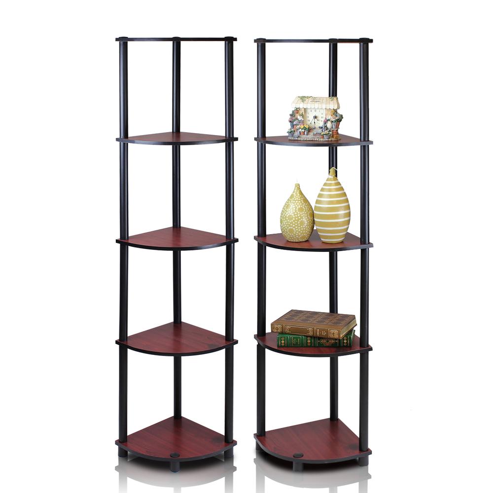 Furinno 2-99811DC Turn-N-Tube 5-Tier Corner Multipurpose Display Shelves, Set of 2