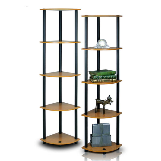 Furinno 2-99811LC Turn-N-Tube 5-Tier Corner Multipurpose Display Shelves, Set of 2