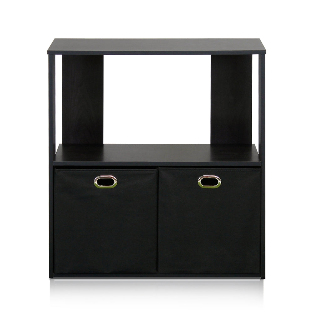 Simplistic 2-Tier Organizer with Bin Drawers, Espresso/Black