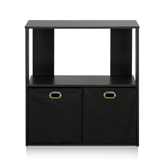 Simplistic 2-Tier Organizer with Bin Drawers, Espresso/Black