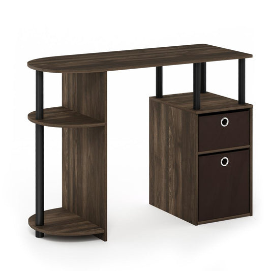 Furinno 15111 JAYA Simplistic Computer Study Desk with Bin Drawers, Columbia Walnut/Black/Dark Brown