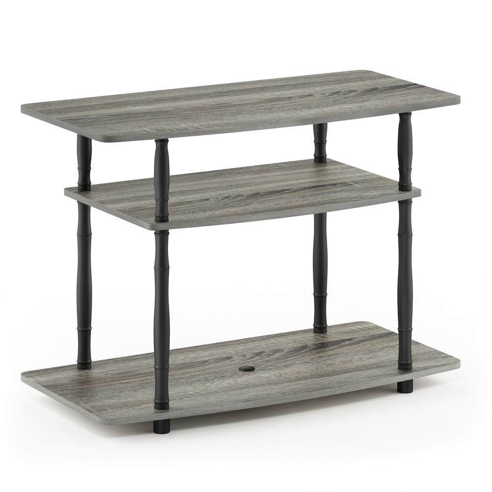 Furinno Turn-N-Tube No Tools 3-Tier TV Stands with Classic Tubes, French Oak Grey/Black