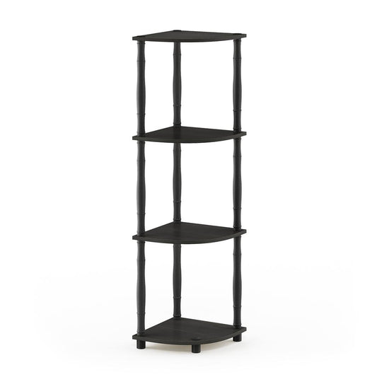 Furinno Turn-N-Tube 4-Tier Corner Display Rack Multipurpose Shelving Unit with Classic Tubes, Espresso/Black