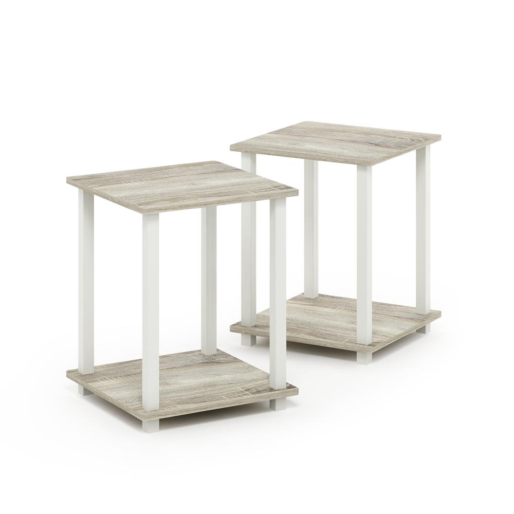 Furinno Simplistic End Table, Set of Two, Columbia Walnut/Black, Sonoma Oak/White