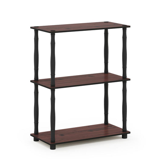 Furinno Turn-N-Tube 3-Tier Compact Multipurpose Shelf Display Rack with Classic Tube, Dark Cherry/Black