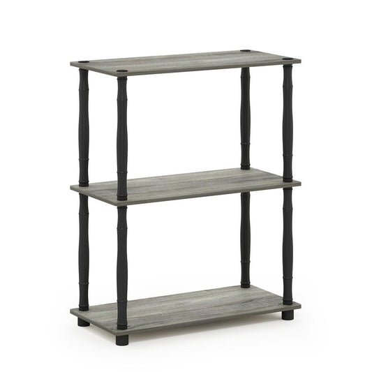 Furinno Turn-N-Tube 3-Tier Compact Multipurpose Shelf Display Rack with Classic Tube, French Oak Grey/Black