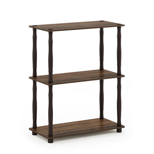 Furinno Turn-N-Tube 3-Tier Compact Multipurpose Shelf Display Rack with Classic Tube, Walnut/Brown